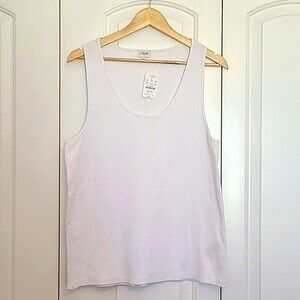 J.CREW White Ribbed Knit Scoop Neck Tank Top Size XXL